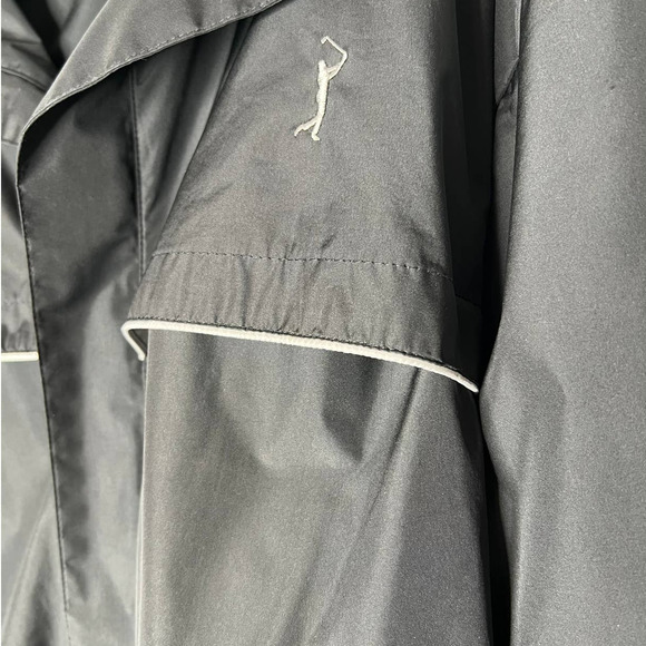 PGA Tour Men's Golf Jacket Size L in Black w/Gray Trim Convertible Sleeve - Picture 2 of 8